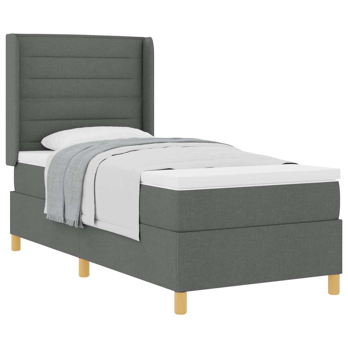 Letto a molle con materasso Grigio scuro 80 x 200 cm Tessuto | homemem39