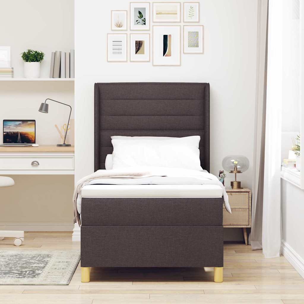 Letto a molle con materasso Marrone Scuro 90 x 200 cm Tessuto | homemem39