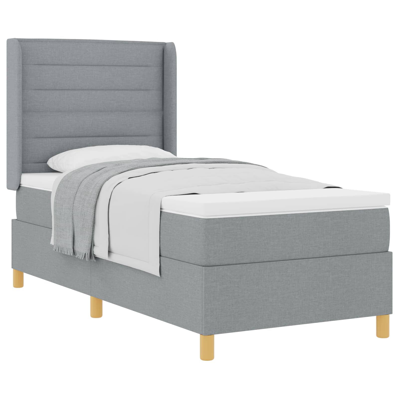 Letto a molle con testiera Grigio chiaro 100 x 200 cm Tessuto | homemem39