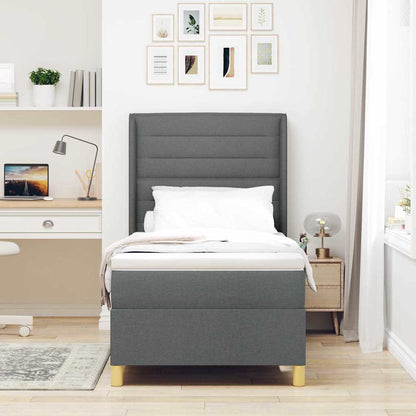 Letto a molle con materasso Grigio scuro 100 x 200 cm Tessuto | homemem39