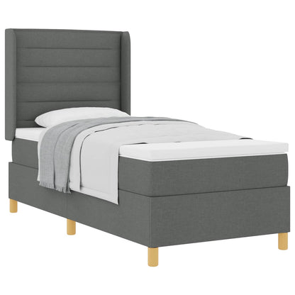 Letto a molle con materasso Grigio scuro 100 x 200 cm Tessuto | homemem39