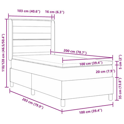 Letto a molle con materasso Nero 100 x 200 cm Tessuto | homemem39