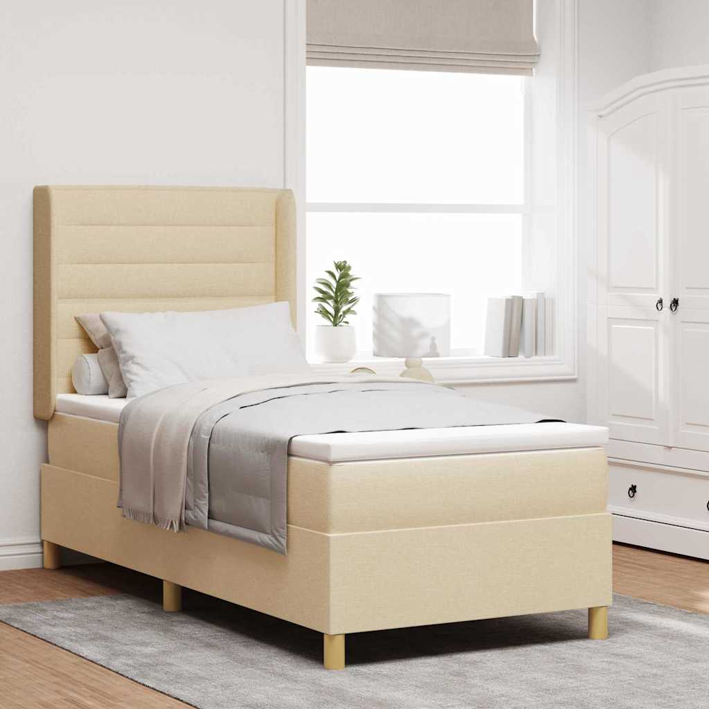 Letto a molle con materasso Crema 100 x 200 cm Tessuto | homemem39
