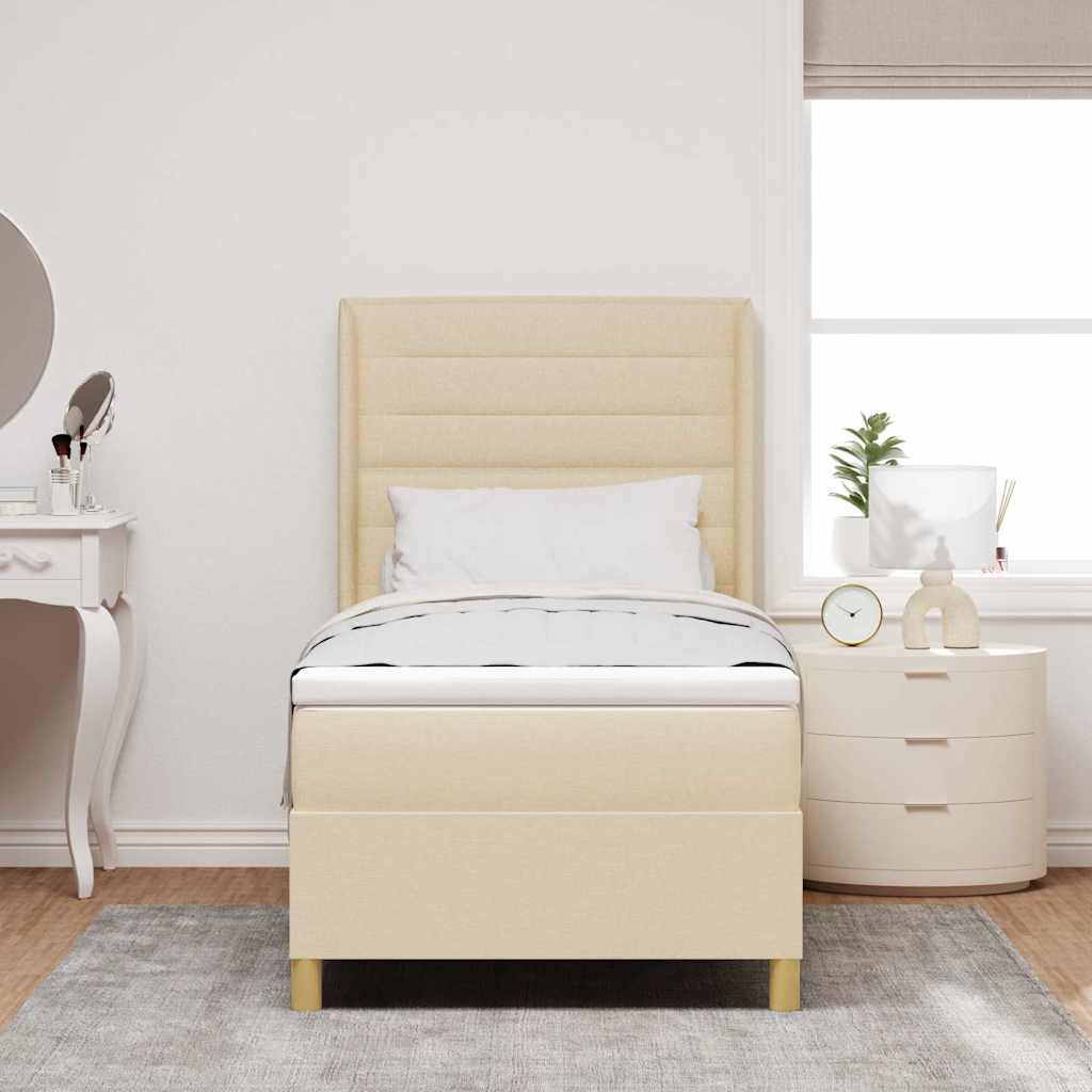 Letto a molle con materasso Crema 100 x 200 cm Tessuto | homemem39