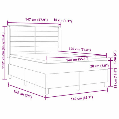 Letto a molle con materasso Grigio chiaro 140 x 190 cm Tessuto | homemem39