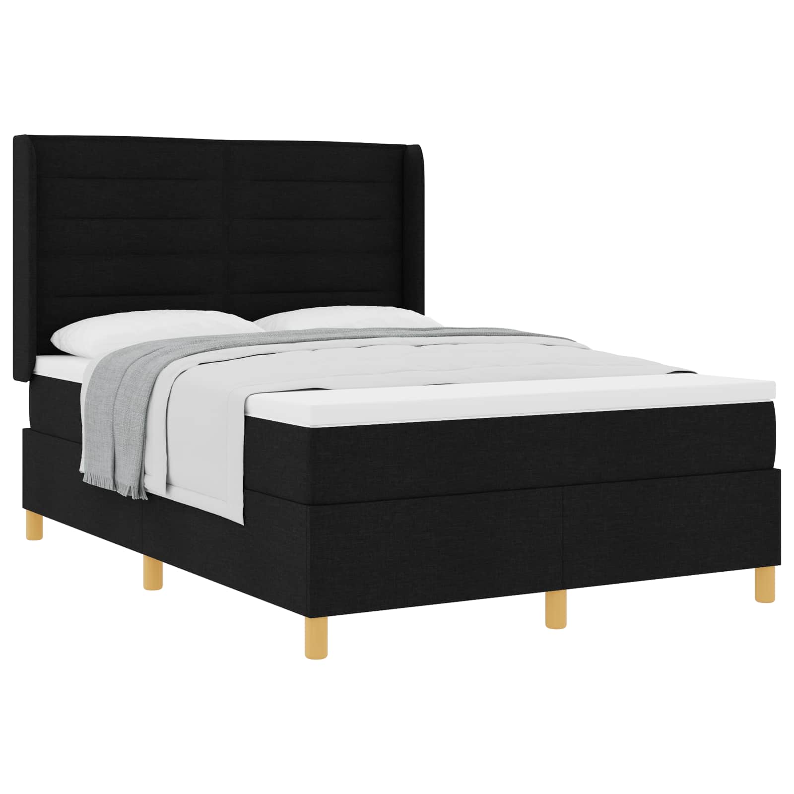 Letto a molle con materasso Nero 140 x 190 cm Tessuto | homemem39