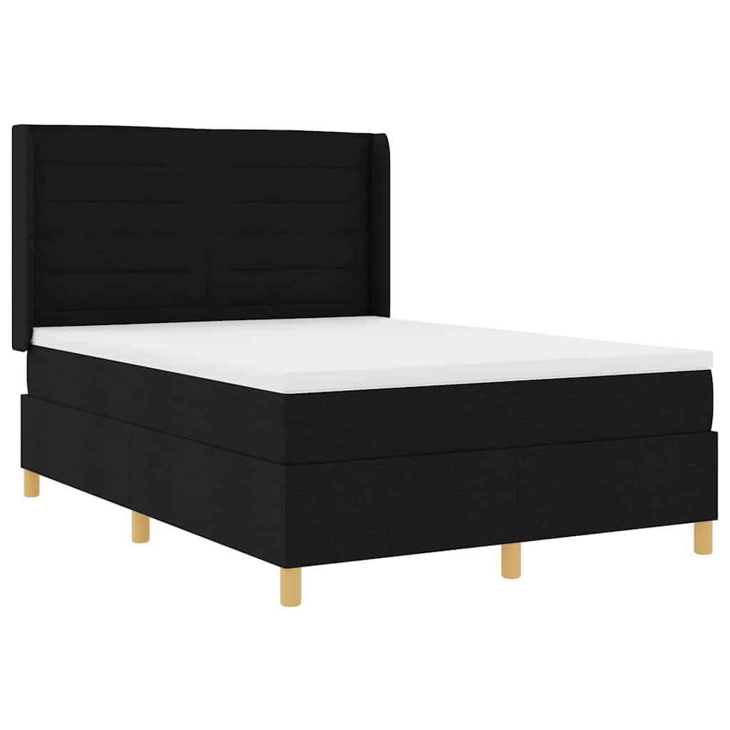 Letto a molle con materasso Nero 140 x 190 cm Tessuto | homemem39