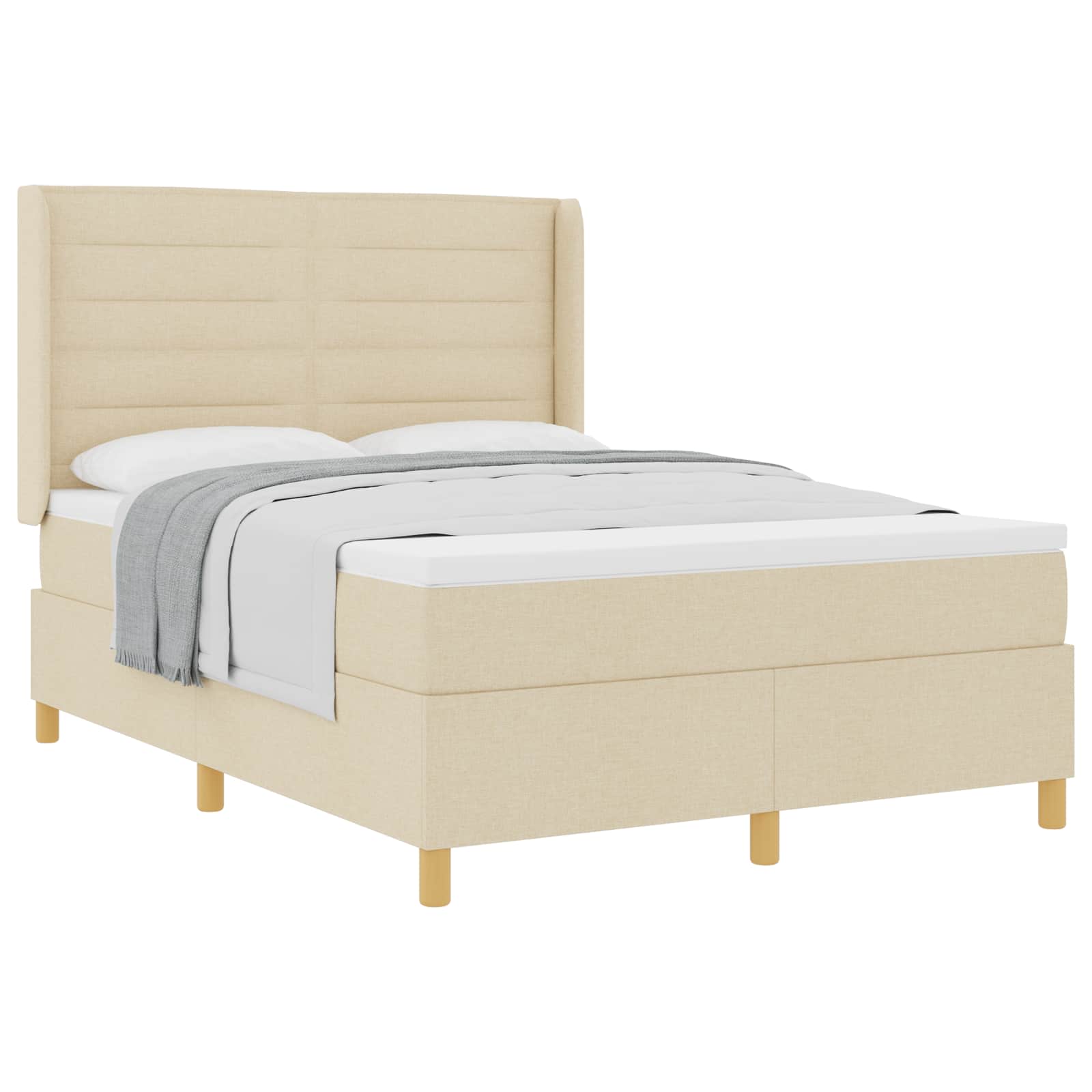 Letto a molle con materasso Crema 140 x 190 cm Tessuto | homemem39