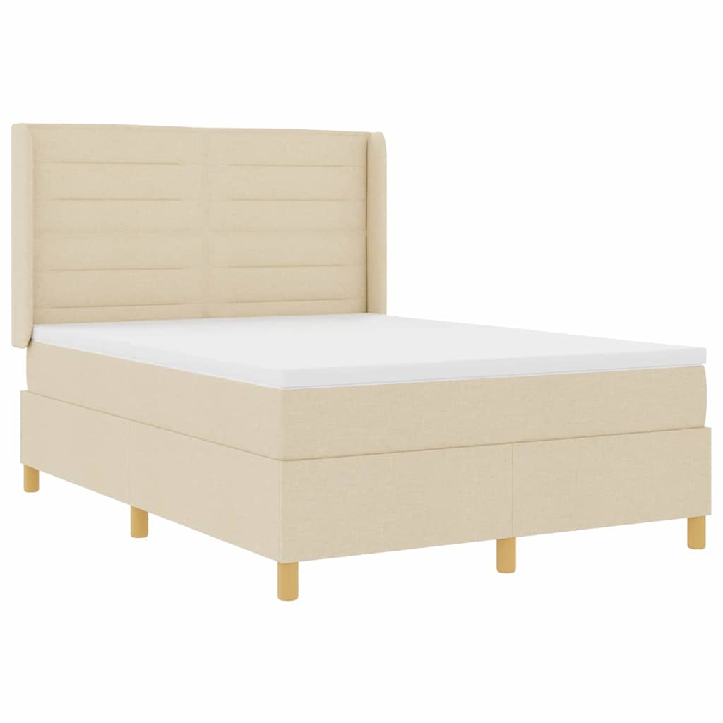 Letto a molle con materasso Crema 140 x 190 cm Tessuto | homemem39