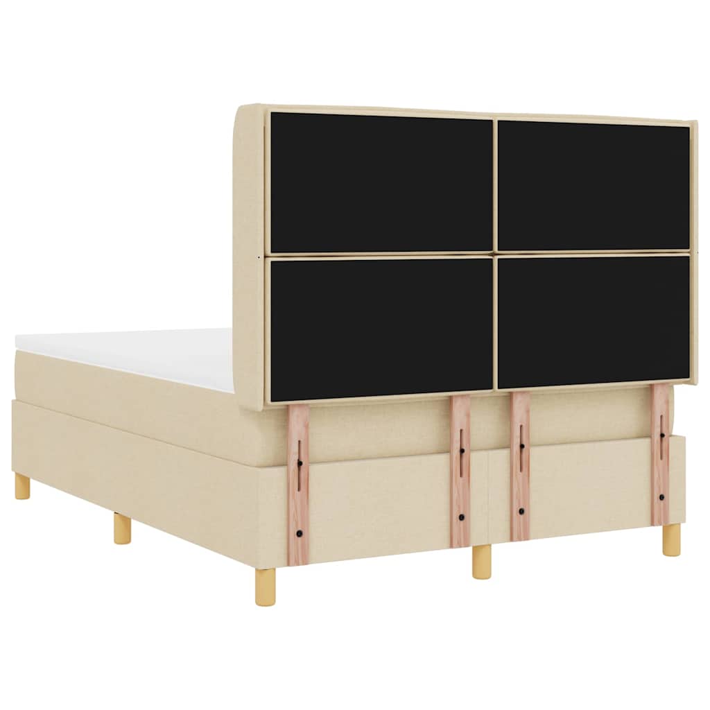 Letto a molle con materasso Crema 140 x 190 cm Tessuto | homemem39