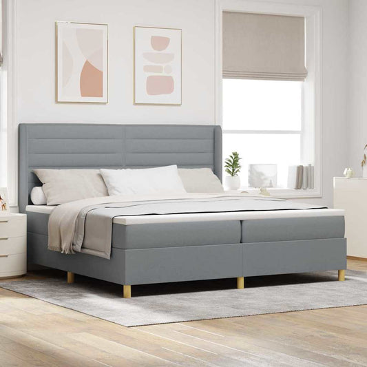 Letto a molle con materasso Grigio chiaro 200 x 200 cm Tessuto | homemem39