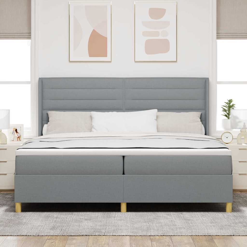 Letto a molle con materasso Grigio chiaro 200 x 200 cm Tessuto | homemem39
