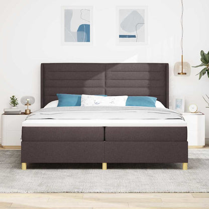 Letto a molle con materasso Marrone Scuro 200 x 200 cm Tessuto | homemem39
