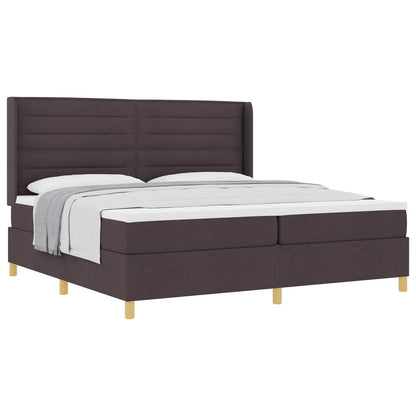 Letto a molle con materasso Marrone Scuro 200 x 200 cm Tessuto | homemem39