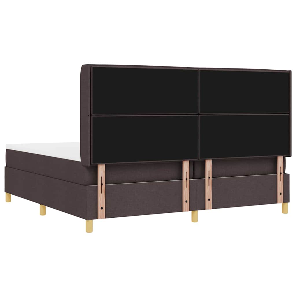 Letto a molle con materasso Marrone Scuro 200 x 200 cm Tessuto | homemem39
