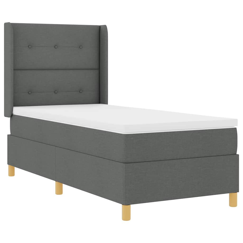 Letto a molle con testiera Grigio scuro 80 x 200 cm Tessuto | homemem39