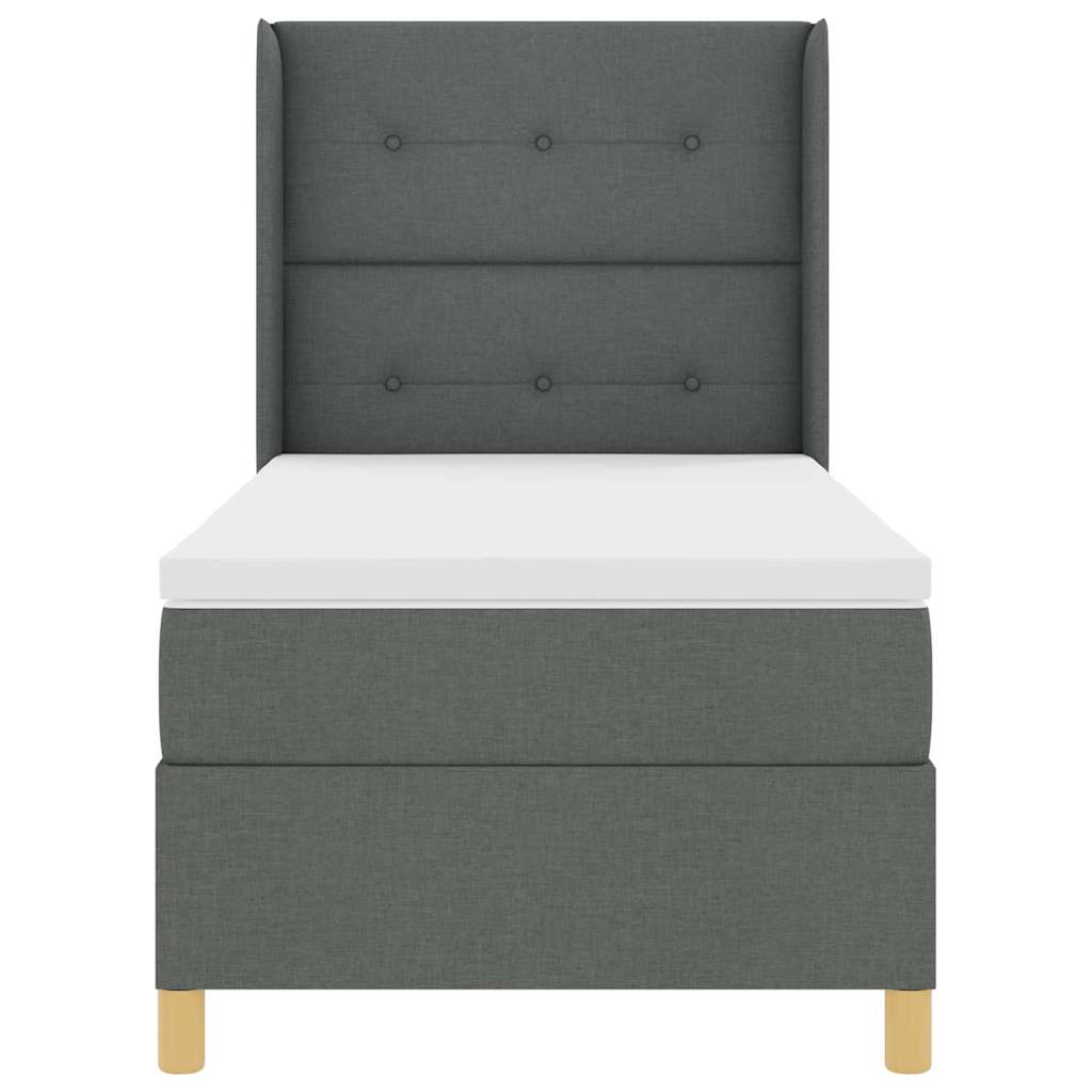 Letto a molle con testiera Grigio scuro 80 x 200 cm Tessuto | homemem39
