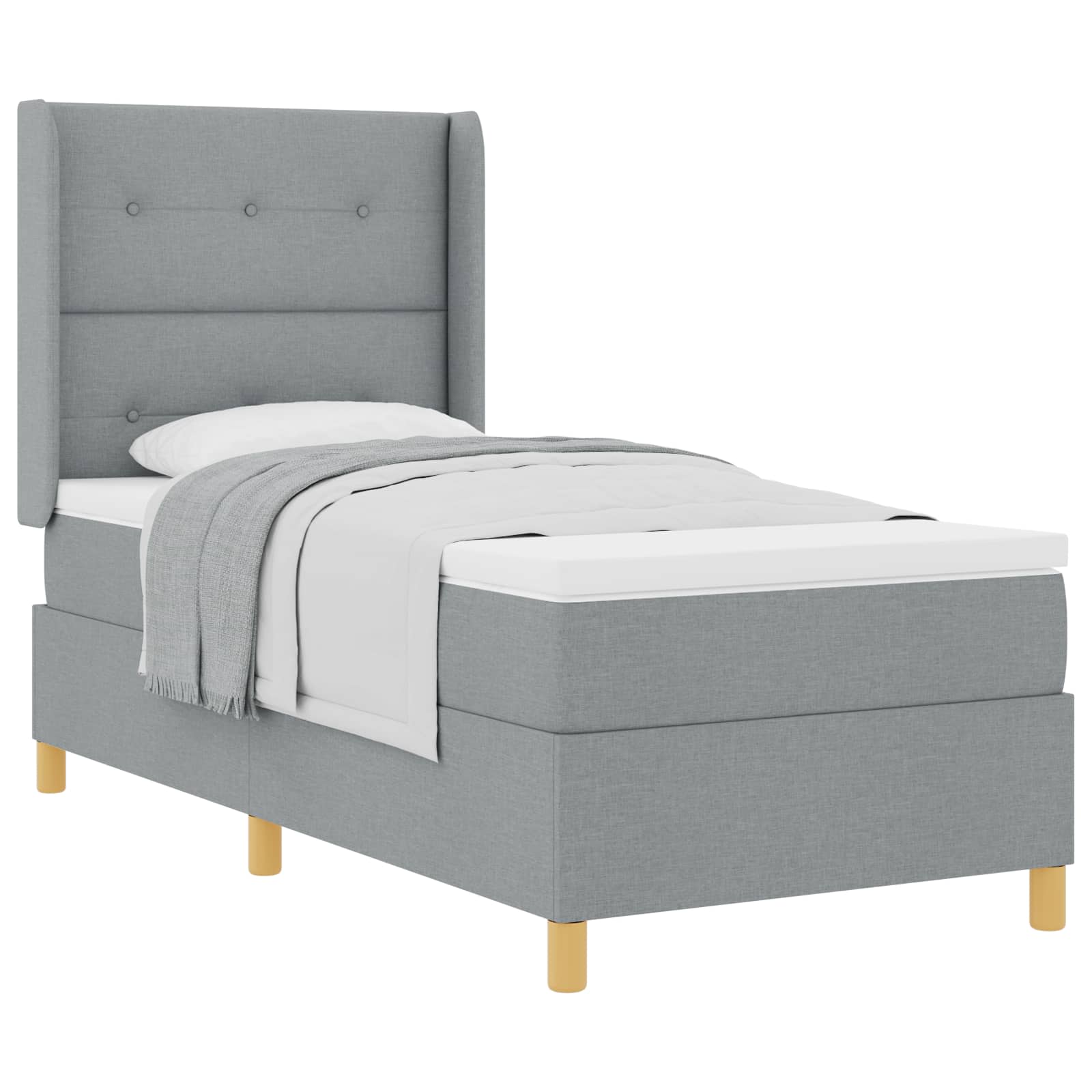 Letto a molle con testiera Grigio chiaro 90 x 190 cm Tessuto | homemem39