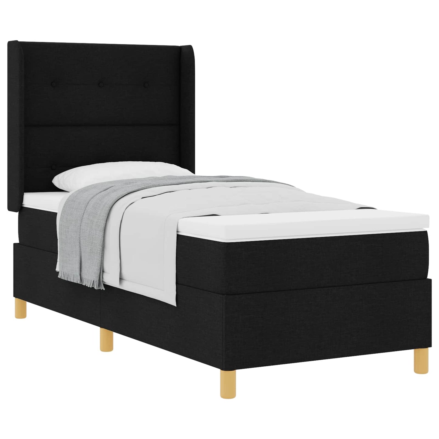 Letto a molle con testiera Nero 90 x 190 cm Tessuto | homemem39