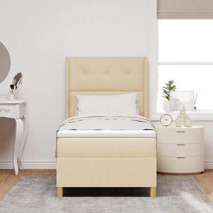 Letto a molle con testiera Crema 90 x 190 cm Tessuto | homemem39