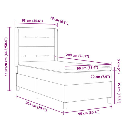 Letto a molle con testiera Nero 90 x 200 cm Tessuto | homemem39