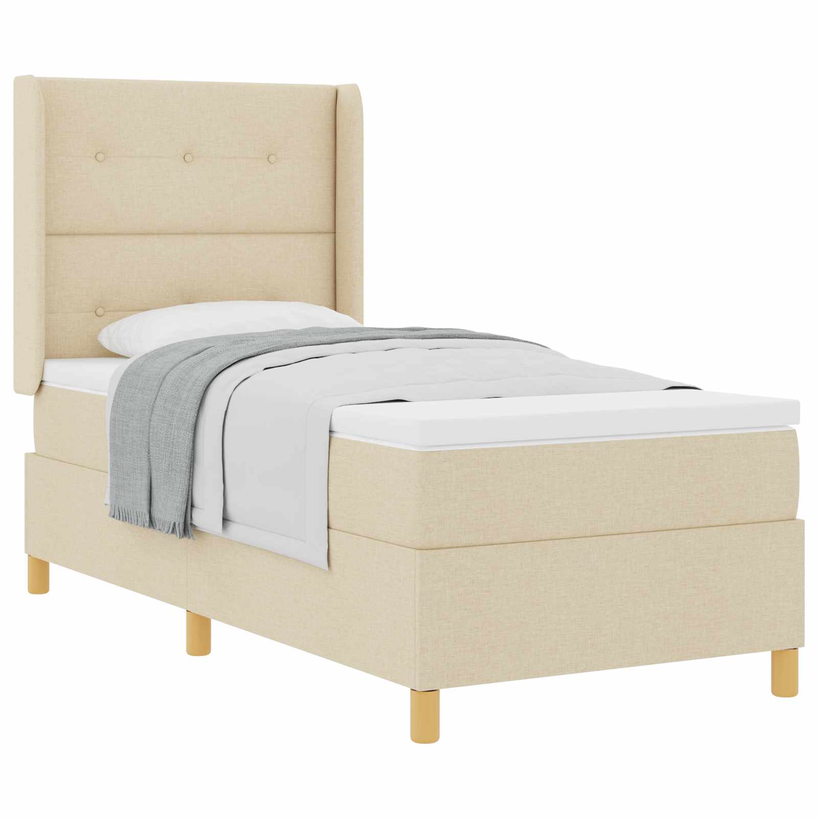 Letto a molle con testiera Crema 90 x 200 cm Tessuto | homemem39