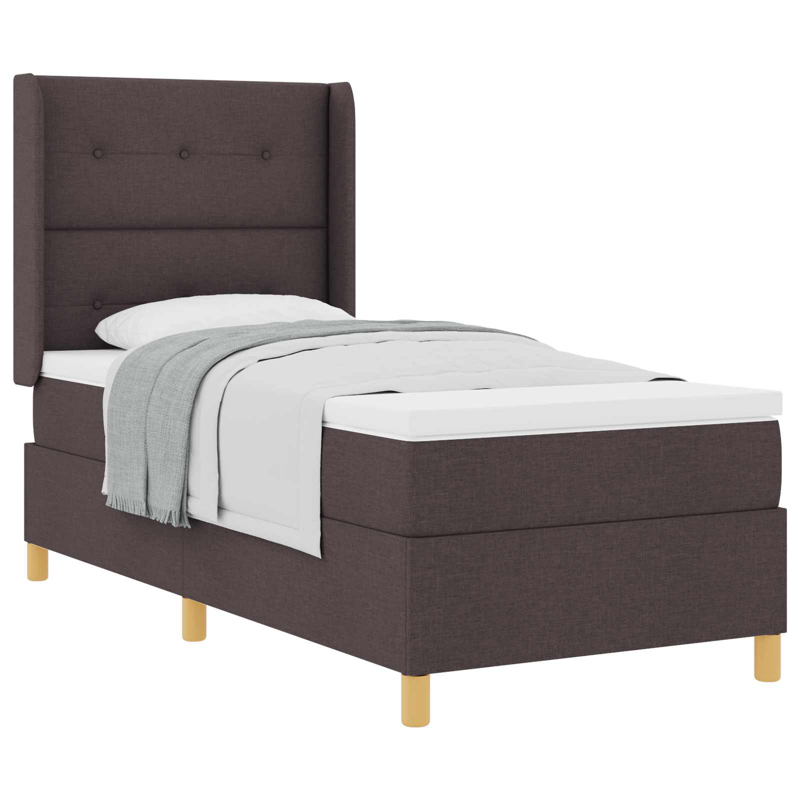 Letto a molle con testiera Marrone Scuro 100 x 200 cm Tessuto | homemem39