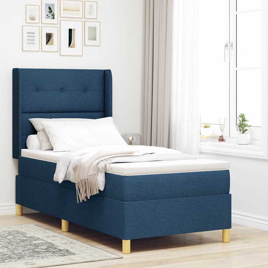 Letto a molle con testiera Blu 100 x 200 cm Tessuto | homemem39