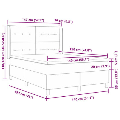 Letto a molle con testiera Nero 140 x 190 cm Tessuto | homemem39