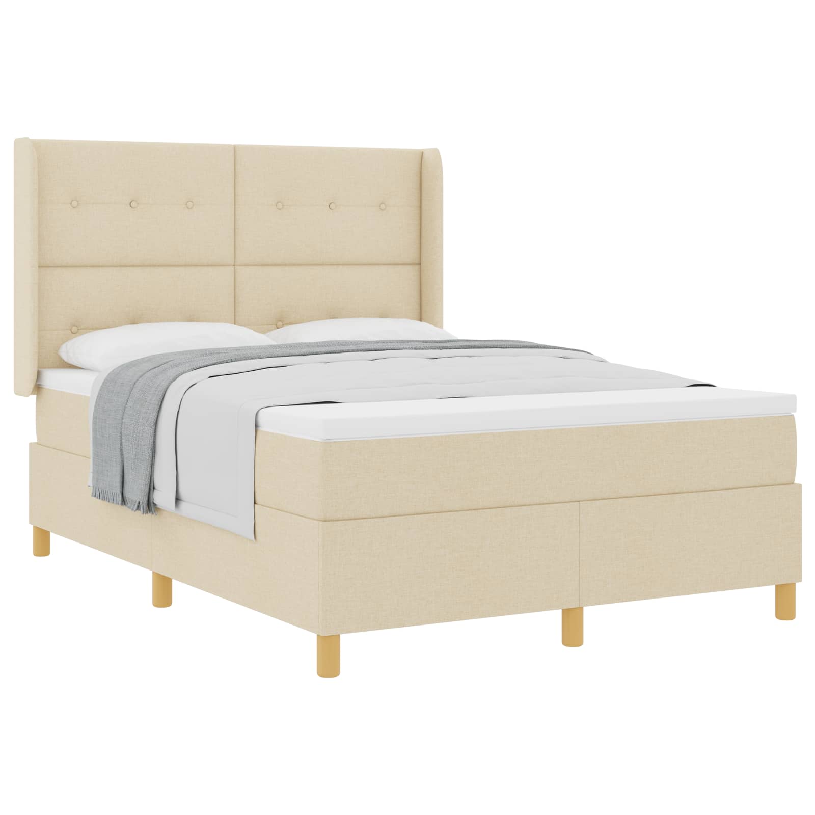 Letto a molle con testiera Crema 140 x 190 cm Tessuto | homemem39