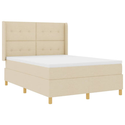 Letto a molle con testiera Crema 140 x 190 cm Tessuto | homemem39