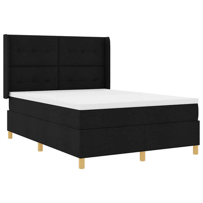 Letto a Molle con materasso Nero 140 x 200 cm Tessuto
