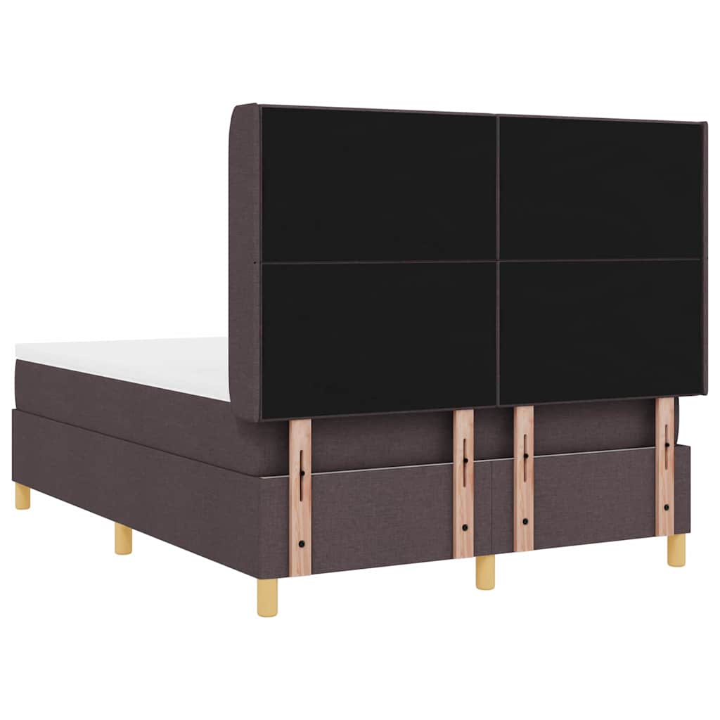 Letto a molle con testiera Marrone Scuro 140 x 200 cm Tessuto | homemem39