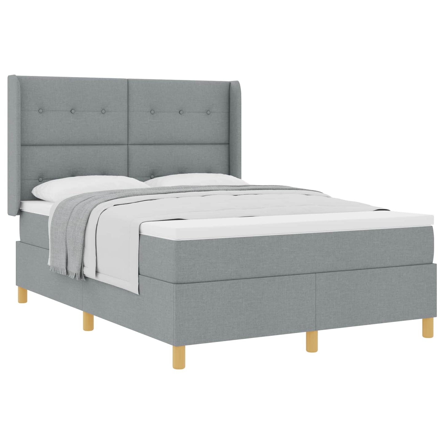Letto a molle con testiera Grigio chiaro 160 x 200 cm Tessuto | homemem39
