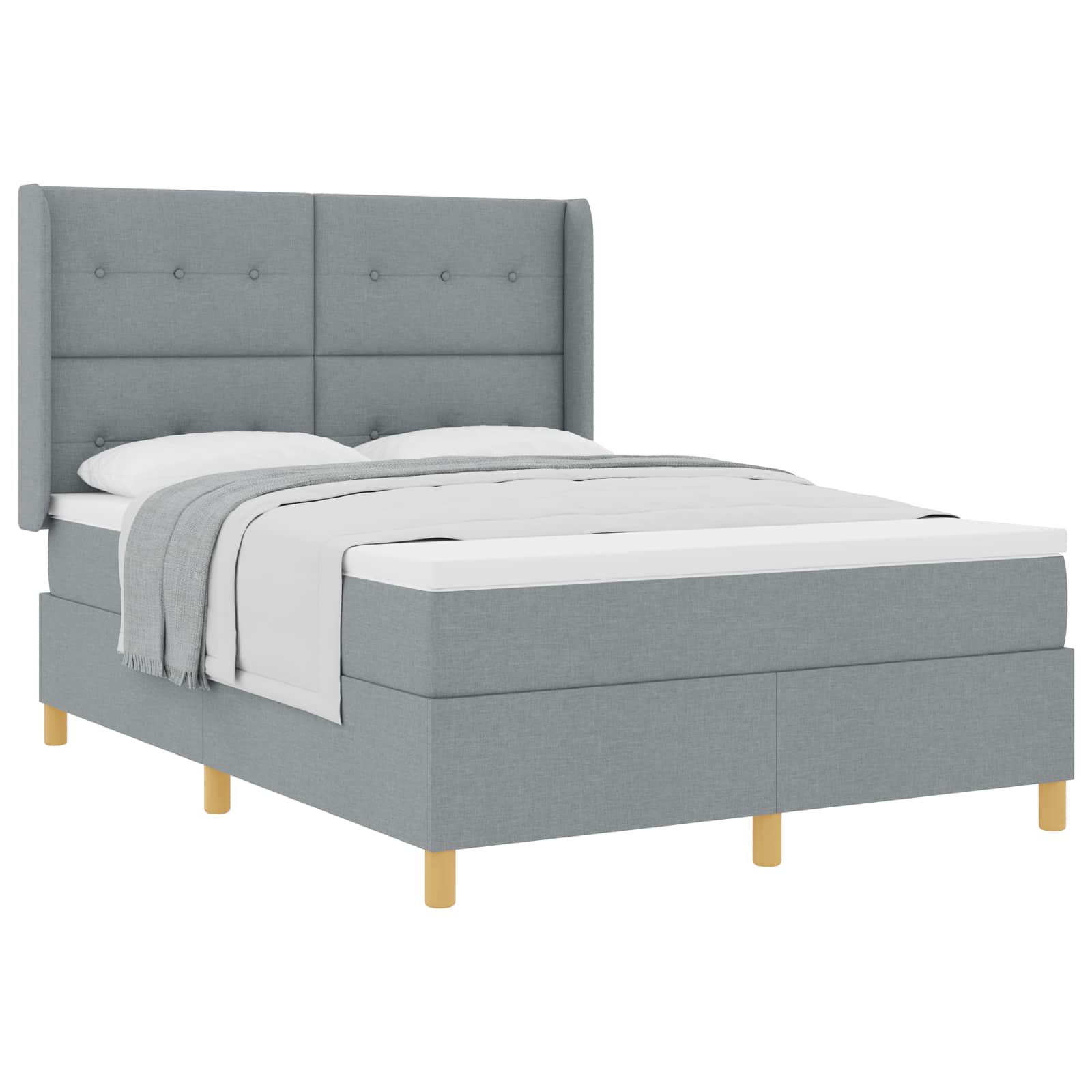 Letto a molle con testiera Grigio chiaro 160 x 200 cm Tessuto | homemem39