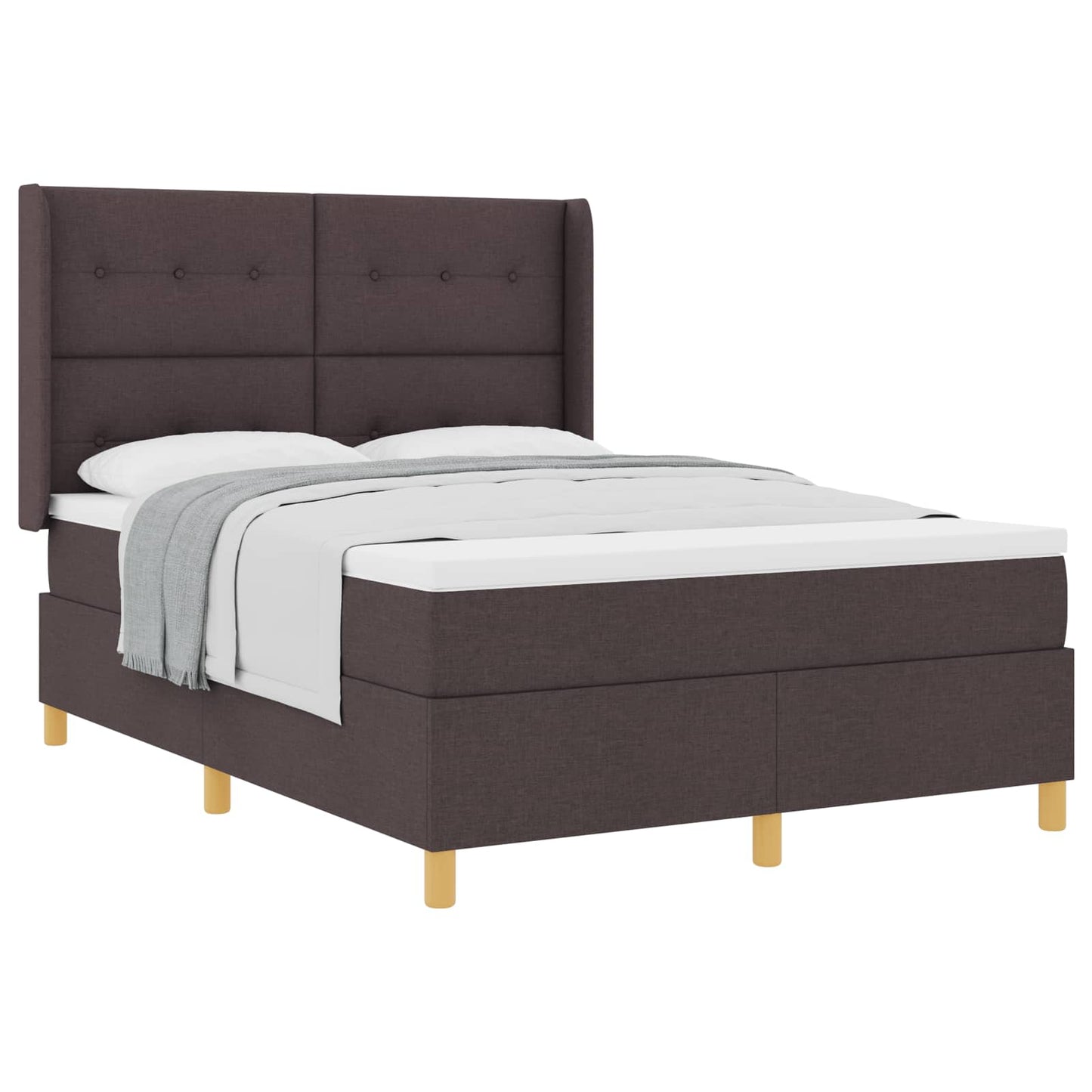 Letto a molle con testiera Marrone Scuro 160 x 200 cm Tessuto | homemem39