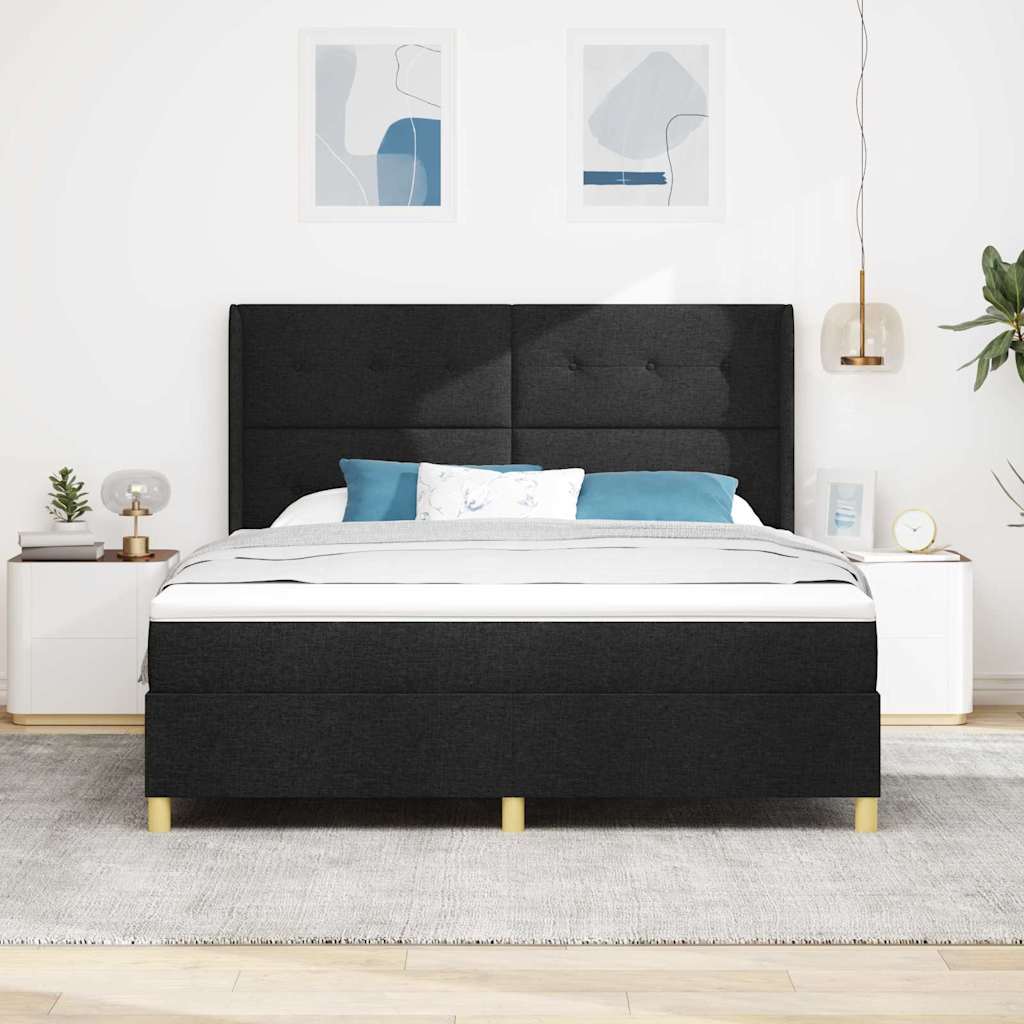 Letto a molle con testiera Nero 180 x 200 cm Tessuto | homemem39