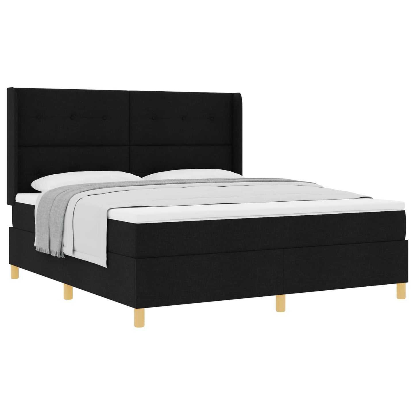 Letto a molle con testiera Nero 180 x 200 cm Tessuto | homemem39