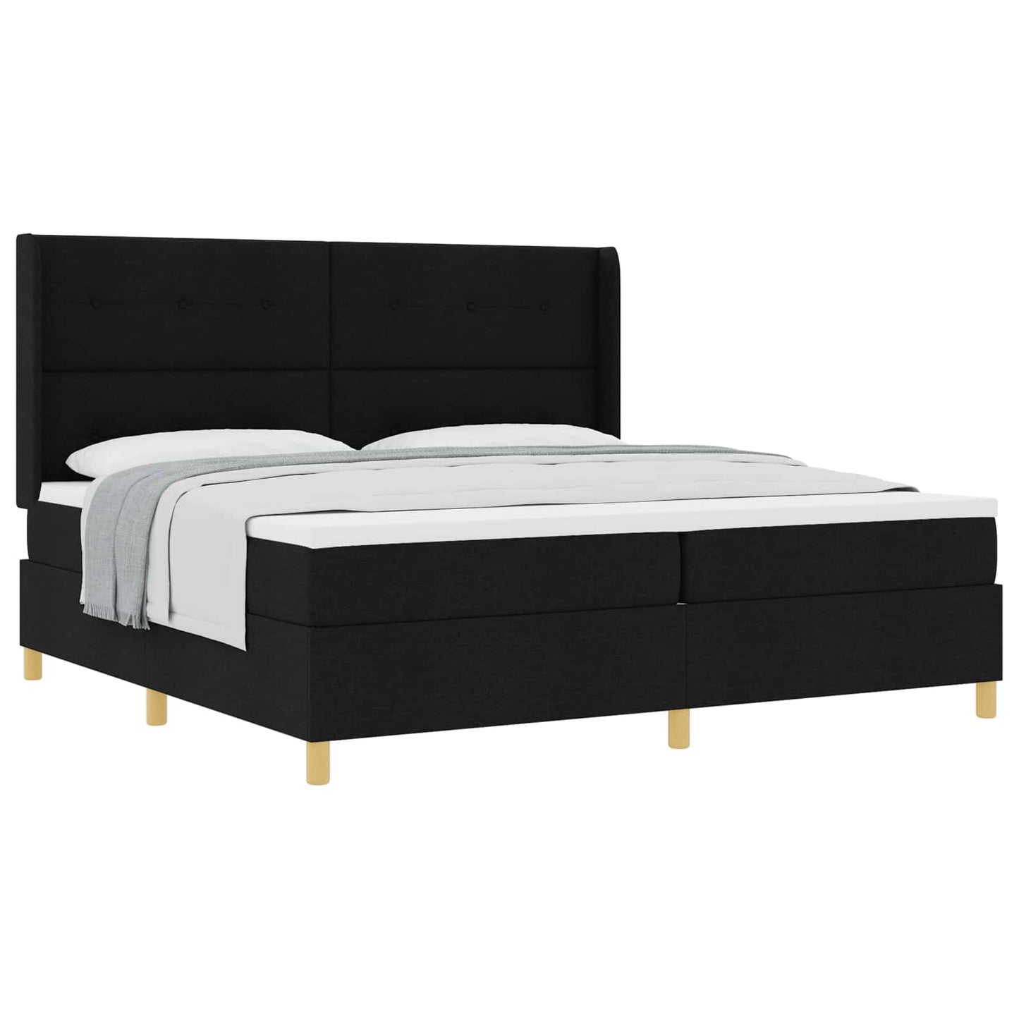 Letto a molle con testiera Nero 200 x 200 cm Tessuto | homemem39