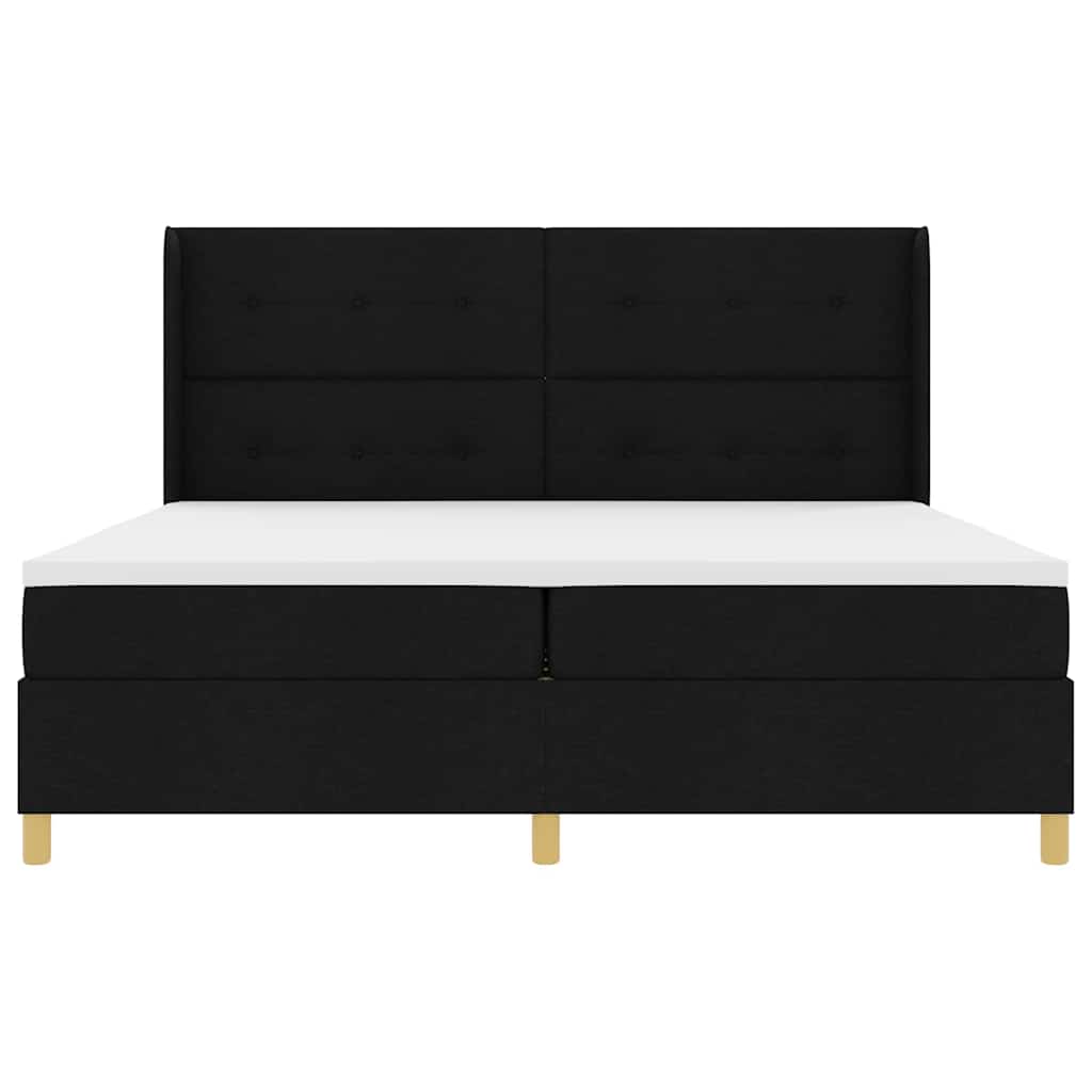 Letto a molle con testiera Nero 200 x 200 cm Tessuto | homemem39