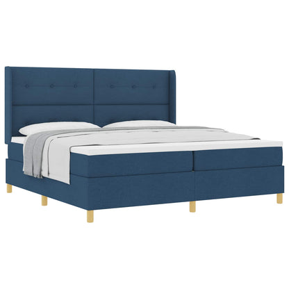 Letto a molle con testiera Blu 200 x 200 cm Tessuto | homemem39