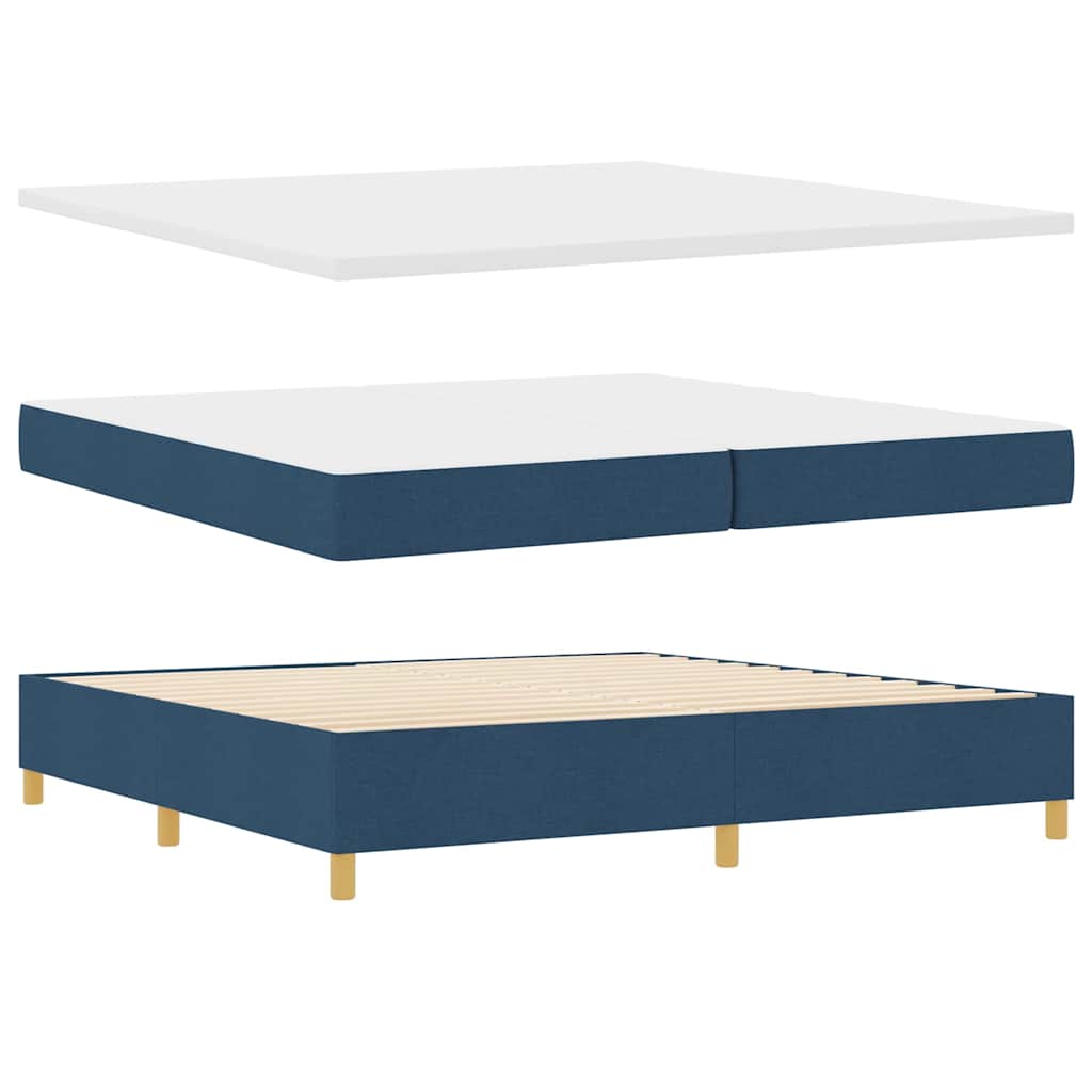 Letto a molle con testiera Blu 200 x 200 cm Tessuto | homemem39