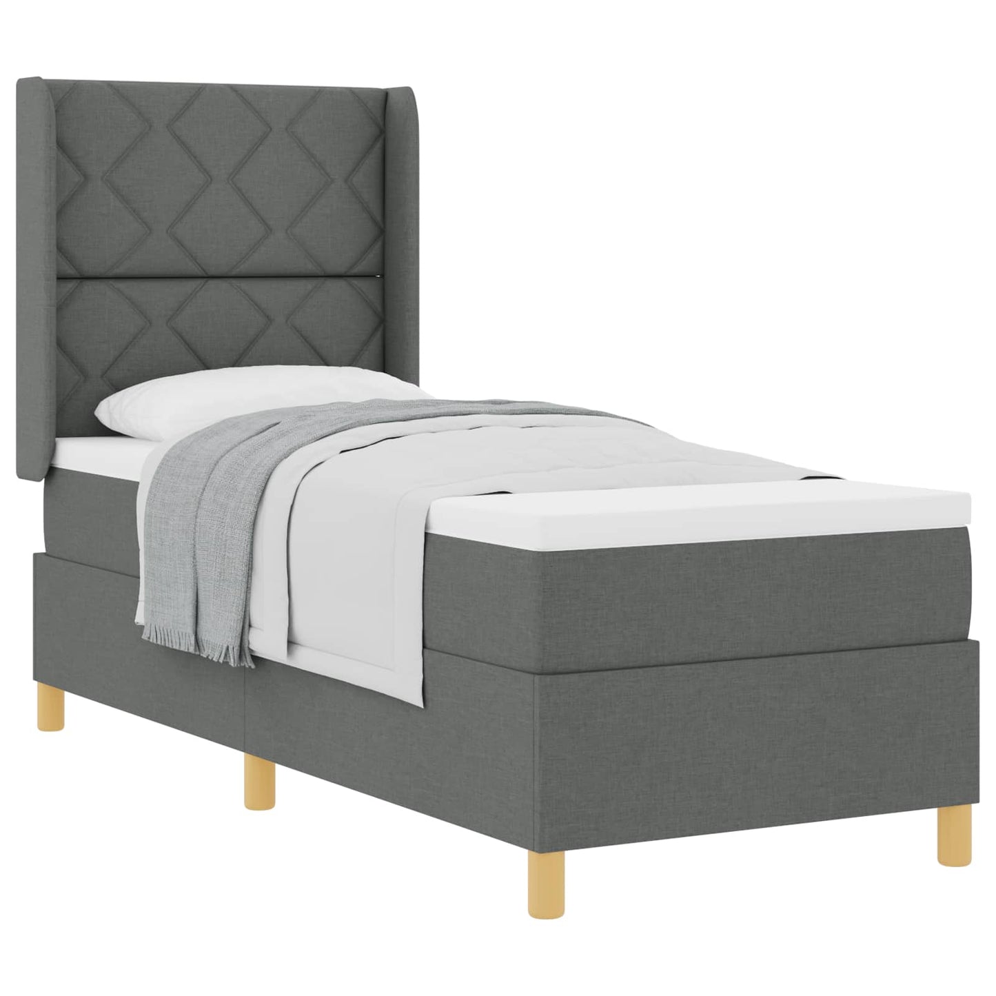 Letto a molle con testiera Grigio scuro 80 x 200 cm Tessuto | homemem39