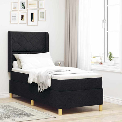 Letto a molle con testiera Nero 80 x 200 cm Tessuto
