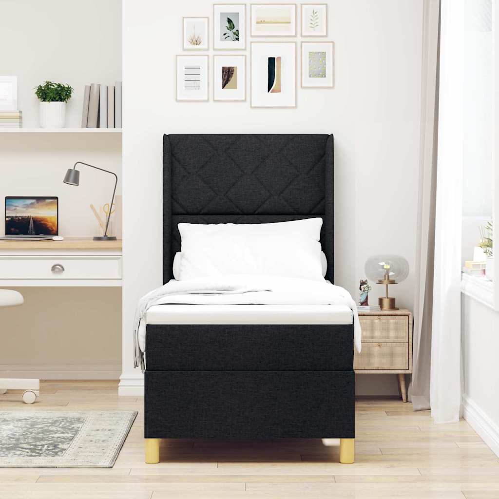 Letto a molle con testiera Nero 80 x 200 cm Tessuto | homemem39