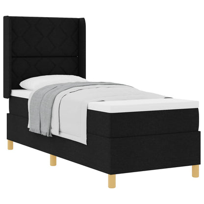 Letto a molle con testiera Nero 80 x 200 cm Tessuto