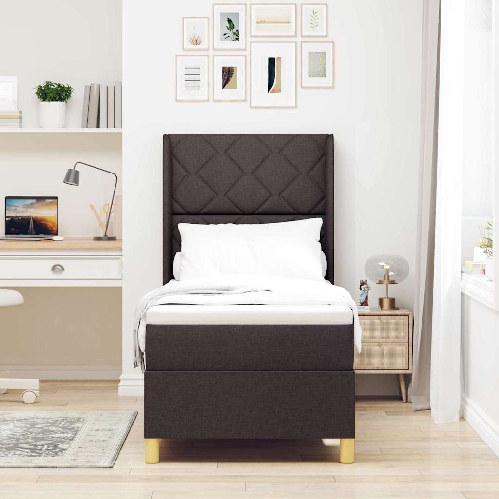 Letto a molle con testiera Marrone Scuro 80 x 200 cm Tessuto