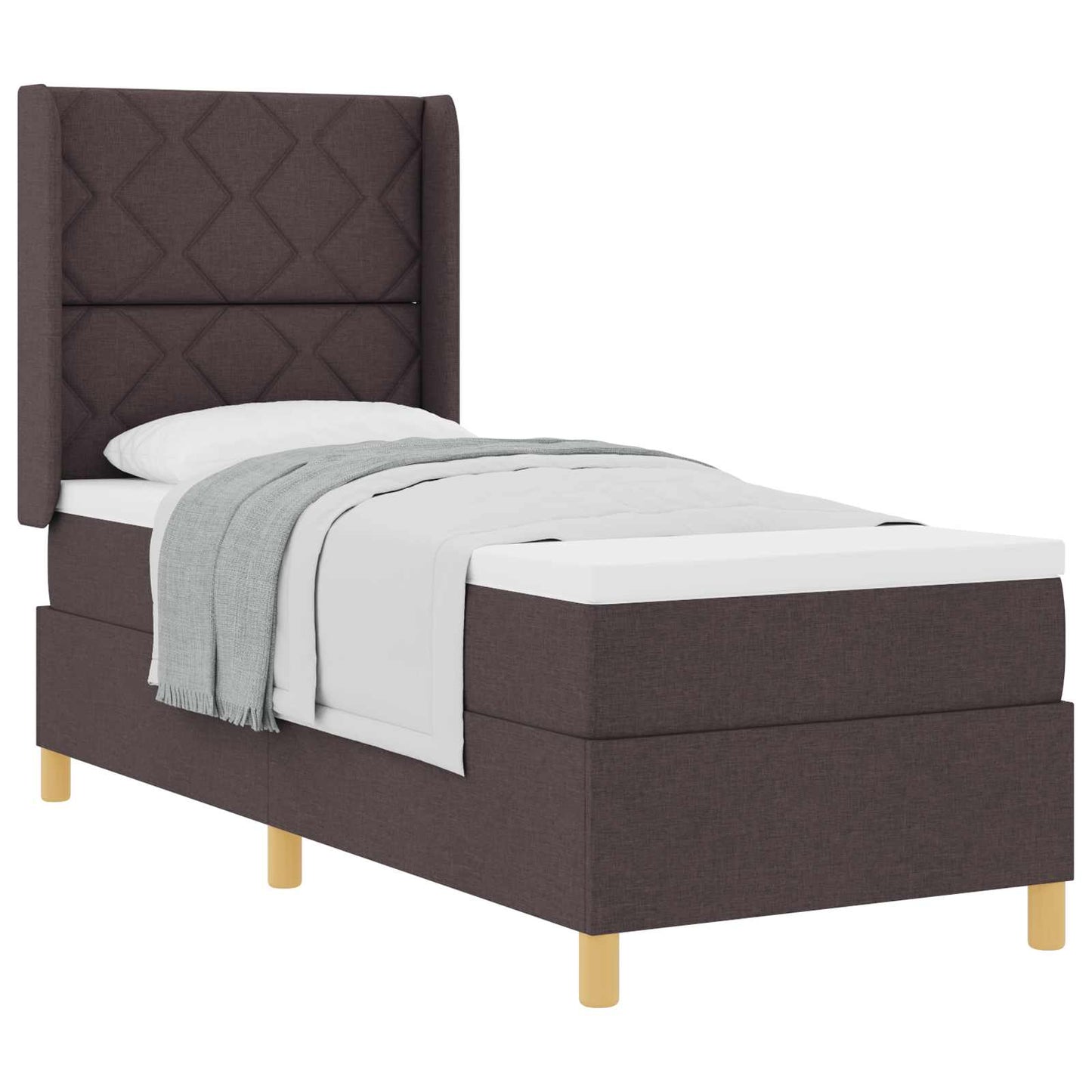 Letto a molle con testiera Marrone Scuro 80 x 200 cm Tessuto