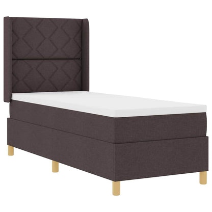 Letto a molle con testiera Marrone Scuro 80 x 200 cm Tessuto