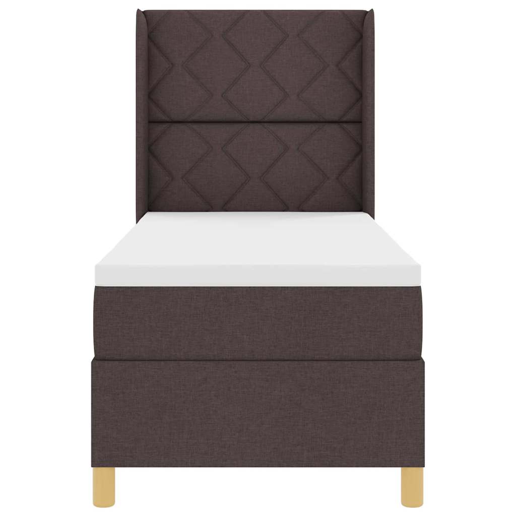 Letto a molle con testiera Marrone Scuro 80 x 200 cm Tessuto